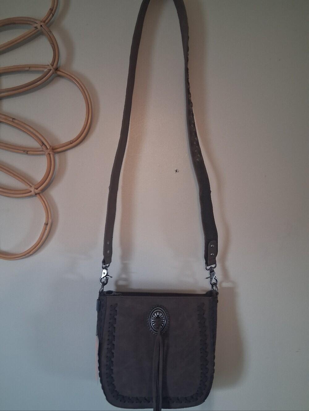 Montana West Tooled Whipstitch Coffee Crossbody Bag - Picture 6 of 11